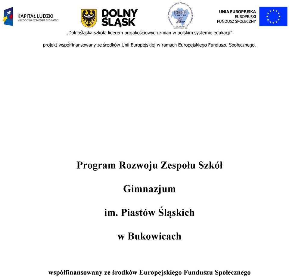 Funduszu Społecznego. Program Rozwoju Zespołu Szkół Gimnazjum im.