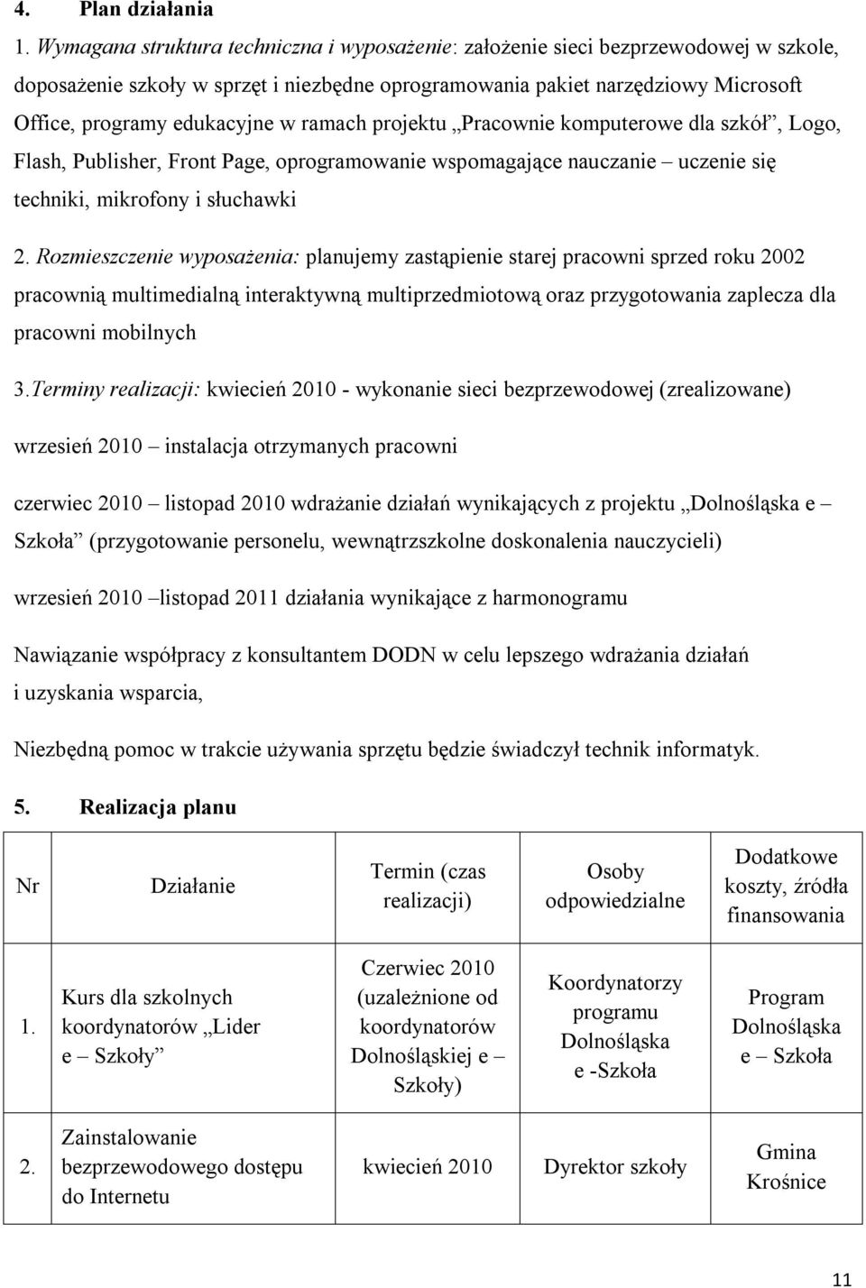 ramach projektu Pracownie komputerowe dla szkół, Logo, Flash, Publisher, Front Page, oprogramowanie wspomagające nauczanie uczenie się techniki, mikrofony i słuchawki 2.