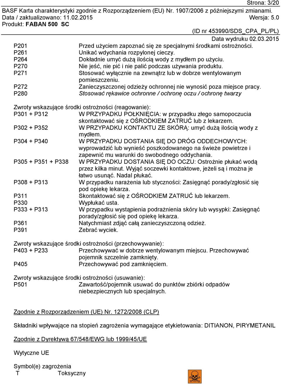 P272 Zanieczyszczonej odzieży ochronnej nie wynosić poza miejsce pracy.