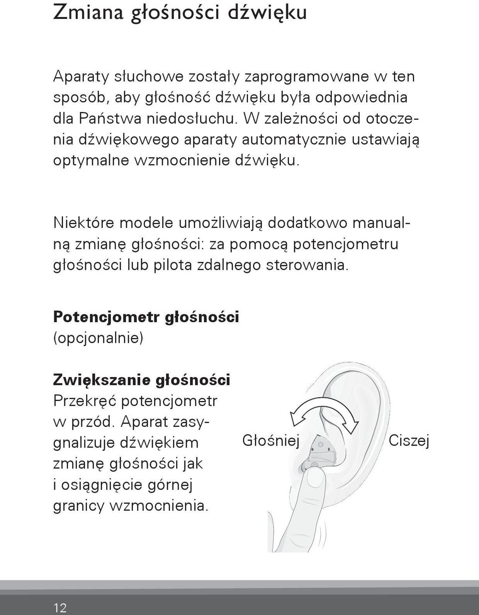 Niektóre modele umożliwiają dodatkowo manualną zmianę głośności: za pomocą potencjometru głośności lub pilota zdalnego sterowania.