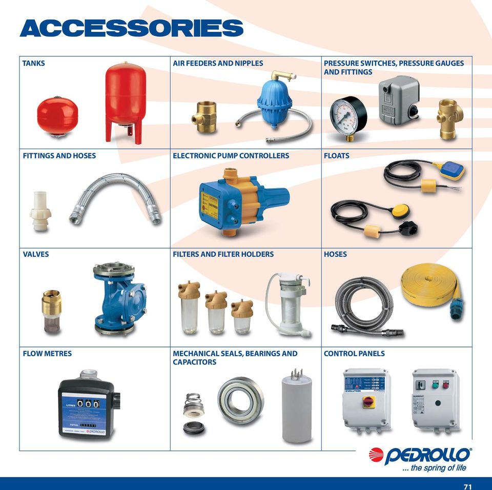 CONTROLLERS FLOATS VALVES FILTERS AND FILTER HOLDERS HOSES FLOW