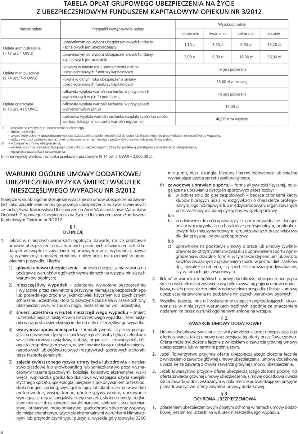 4 i 5 OWU) uprawnionym do wyboru ubezpieczeniowych funduszy kapitałowych jest ubezpieczający uprawnionym do wyboru ubezpieczeniowych funduszy kapitałowych jest uczestnik pierwsza w danym roku