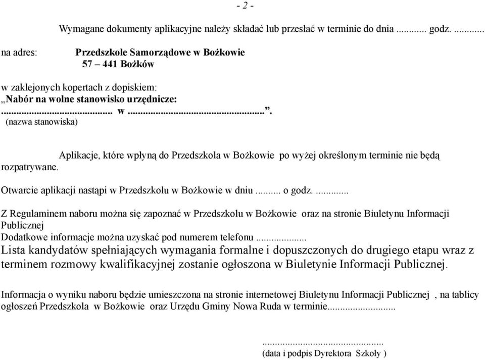 Otwarcie aplikacji nastąpi w Przedszkolu w Bożkowie w dniu... o godz.