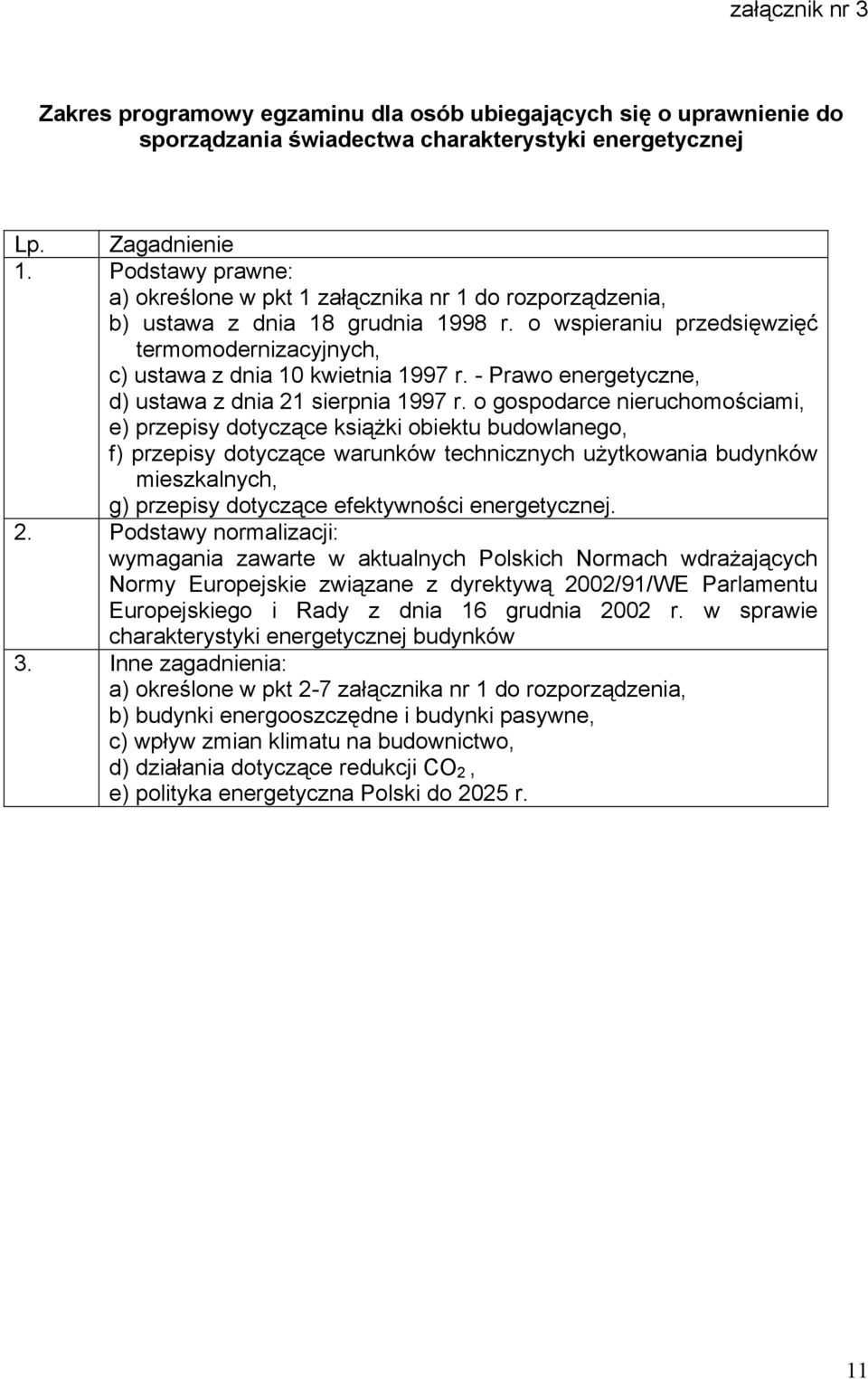 - Prawo energetyczne, d) ustawa z dnia 21 sierpnia 1997 r.