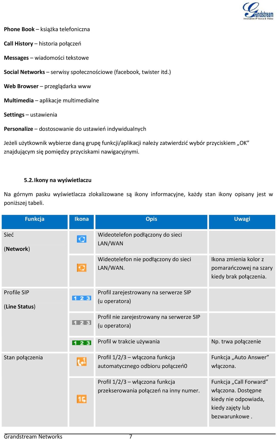 należy zatwierdzić wybór przyciskiem OK znajdującym się pomiędzy przyciskami nawigacyjnymi. 5.2.