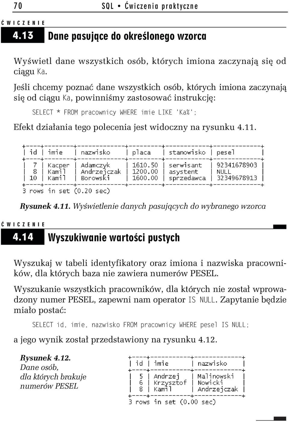 jest widoczny na rysunku 4.11. Rysunek 4.11. Wyświetlenie danych pasujących do wybranego wzorca 4.