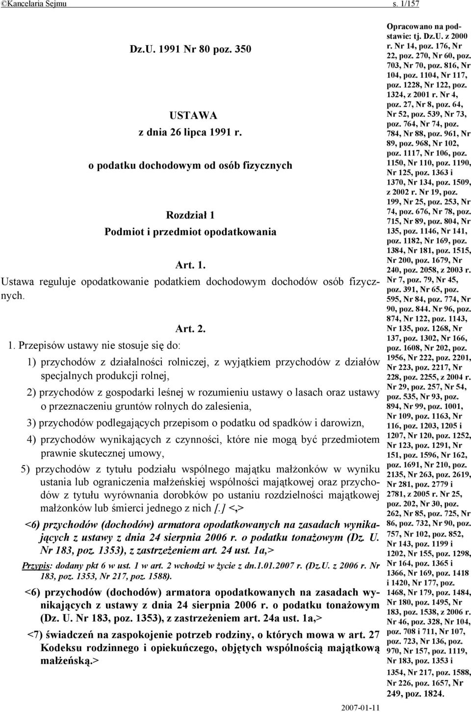 Przepisów ustawy nie stosuje się do: 1) przychodów z działalności rolniczej, z wyjątkiem przychodów z działów specjalnych produkcji rolnej, 2) przychodów z gospodarki leśnej w rozumieniu ustawy o