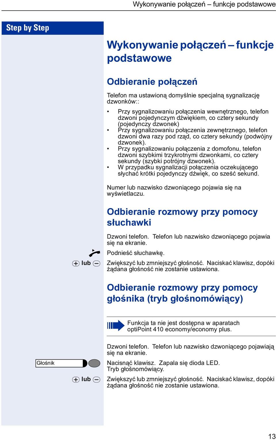 Przy sygnalizwaniu płączenia z dmfnu, telefn dzwni szybkimi trzykrtnymi dzwnkami, c cztery sekundy (szybki ptrójny dzwnek).