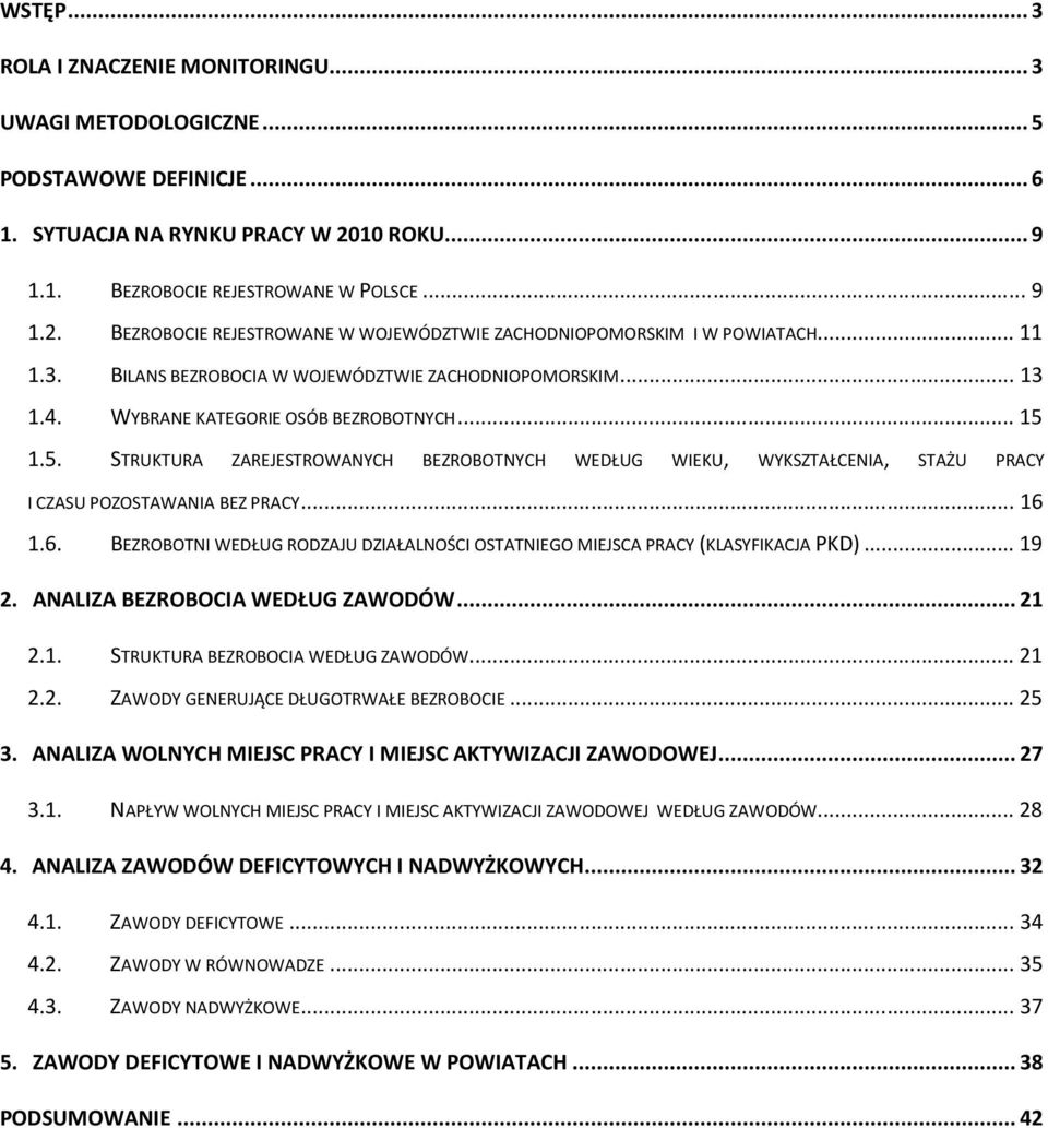 1.5. STRUKTURA ZAREJESTROWANYCH BEZROBOTNYCH WEDŁUG WEKU, WYKSZTAŁCENA, STAŻU PRACY CZASU POZOSTAWANA BEZ PRACY... 16 1.6. BEZROBOTN WEDŁUG RODZAJU DZAŁALNOŚC OSTATNEGO MEJSCA PRACY (KLASYFKACJA PKD).