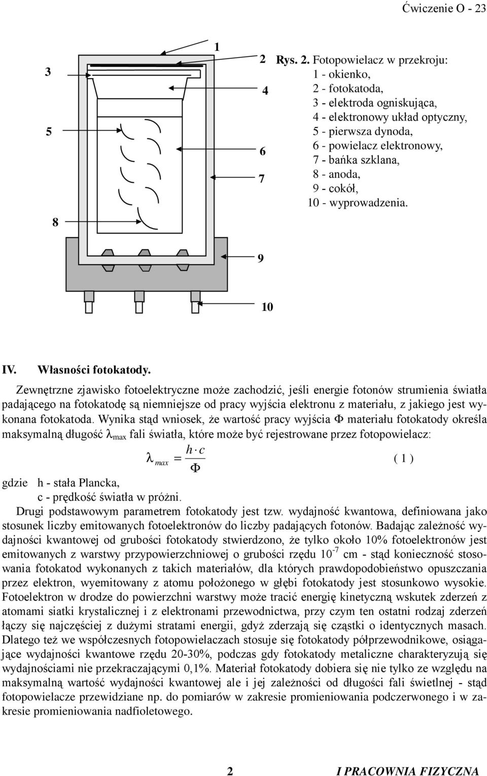 Fotopowielacz w przekroju: 1 - okienko, 2 - fotokatoda, 3 - elektroda ogniskująca, 4 - elektronowy układ optyczny, 5 - pierwsza dynoda, 6 - powielacz elektronowy, 7 - bańka szklana, 8 - anoda, 9 -