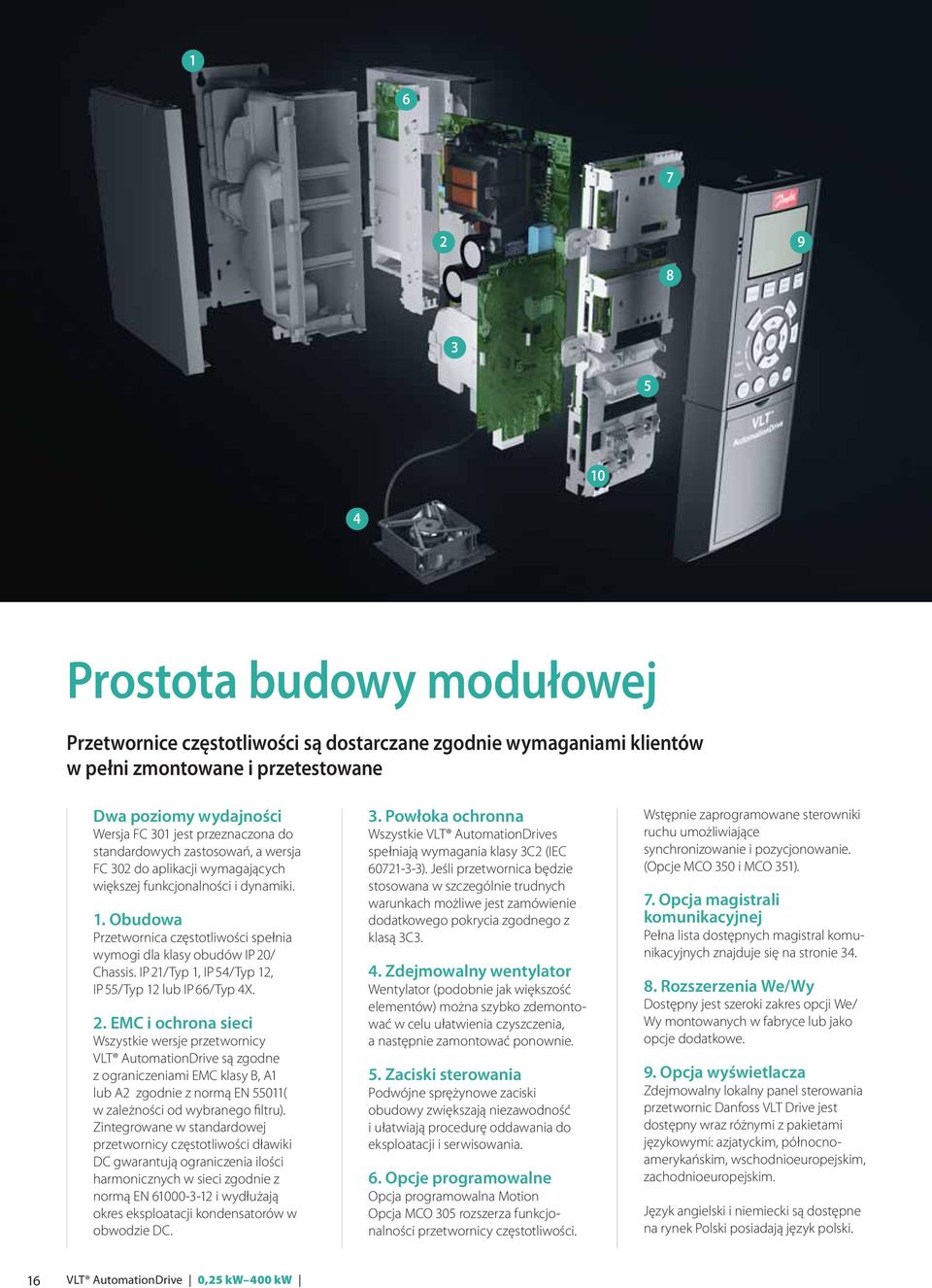 Obudowa Przetwornica częstotliwości spełnia wymogi dla klasy obudów IP 20