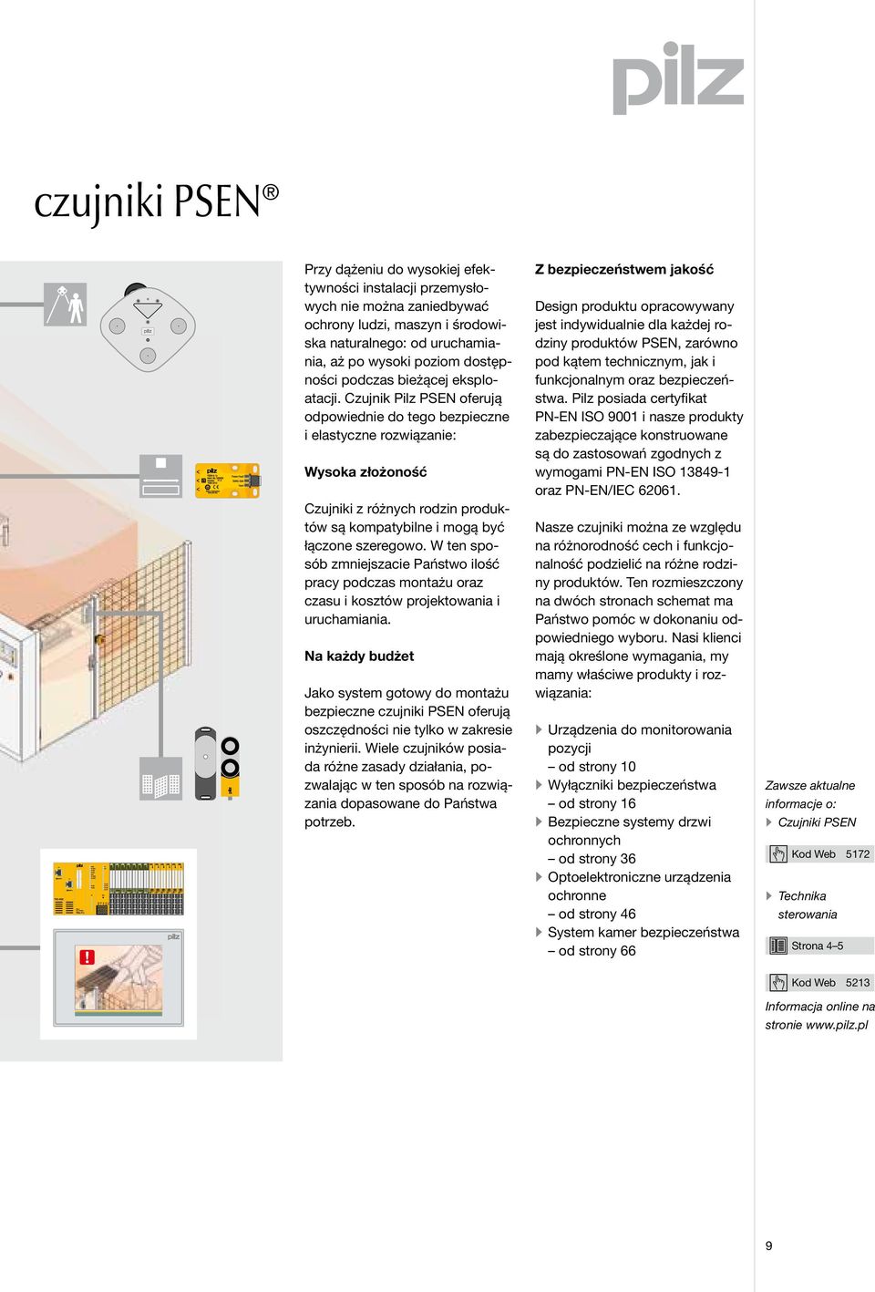 Czujnik Pilz PSEN oferują odpowiednie do tego bezpieczne i elastyczne rozwiązanie: Wysoka złożoność Czujniki z różnych rodzin produktów są kompatybilne i mogą być łączone szeregowo.