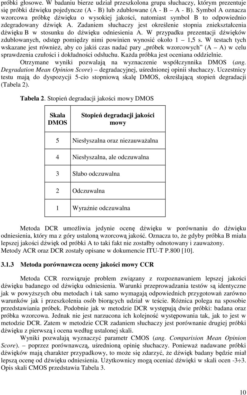 Zadaniem słuchaczy jest określenie stopnia zniekształcenia dźwięku B w stosunku do dźwięku odniesienia A.