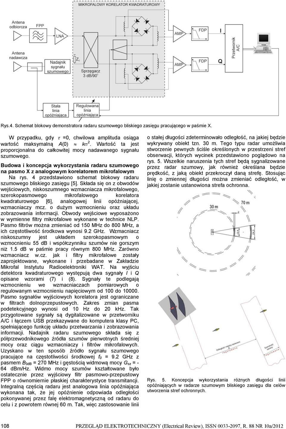 4 przedsawiono schema blokowy radaru szumowego bliskiego zasięgu [5].