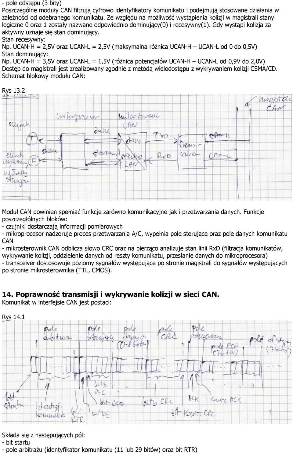 Stan recesywny: Np. UCAN-H = 2,5V oraz UCAN-L = 2,5V (maksymalna różnica UCAN-H UCAN-L od 0 do 0,5V) Stan dominujący: Np.