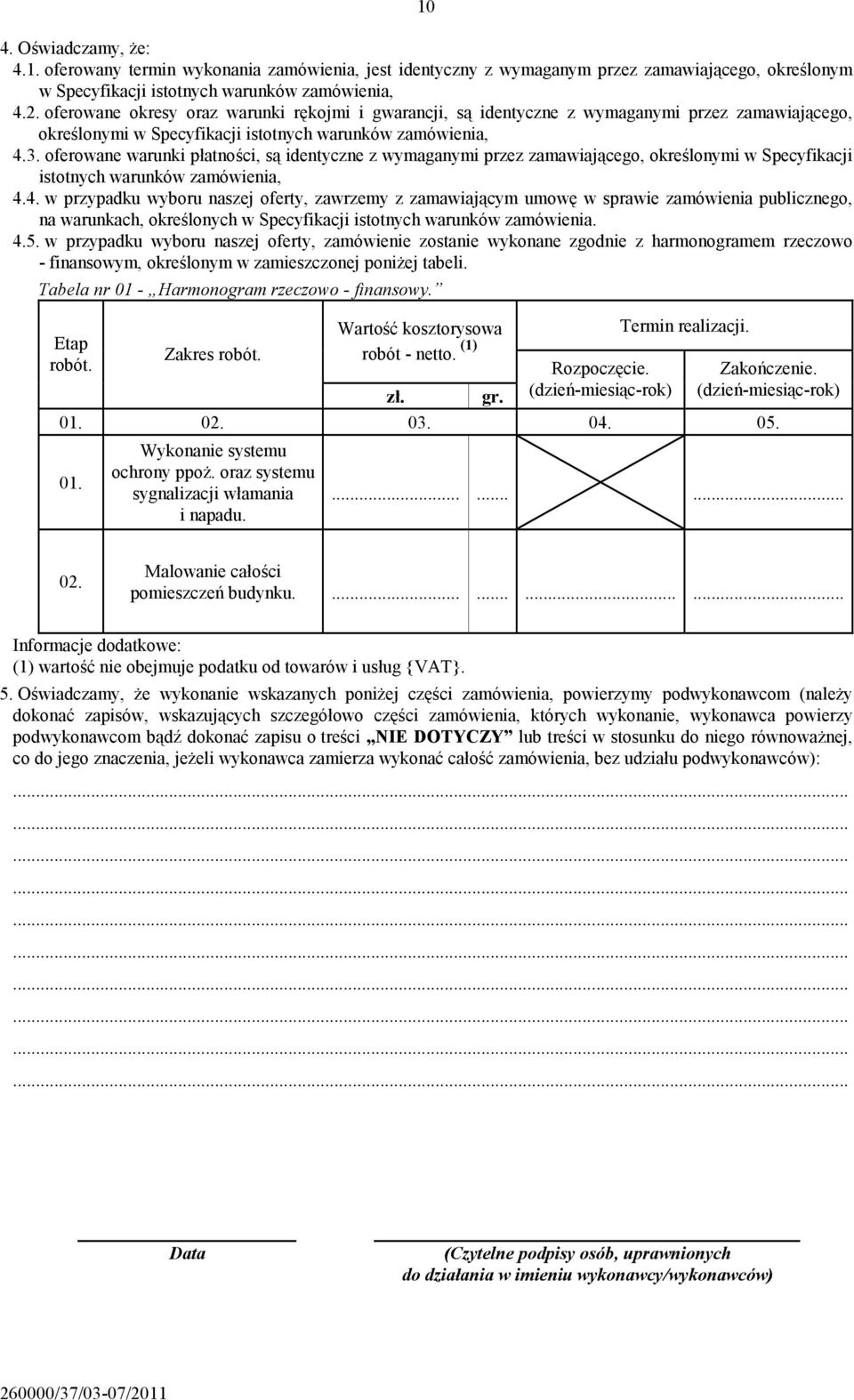 oferowane warunki płatności, są identyczne z wymaganymi przez zamawiającego, określonymi w Specyfikacji istotnych warunków zamówienia, 4.