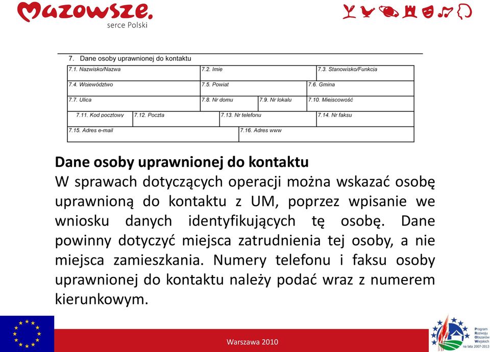 osobę. Dane powinny dotyczyd miejsca zatrudnienia tej osoby, a nie miejsca zamieszkania.