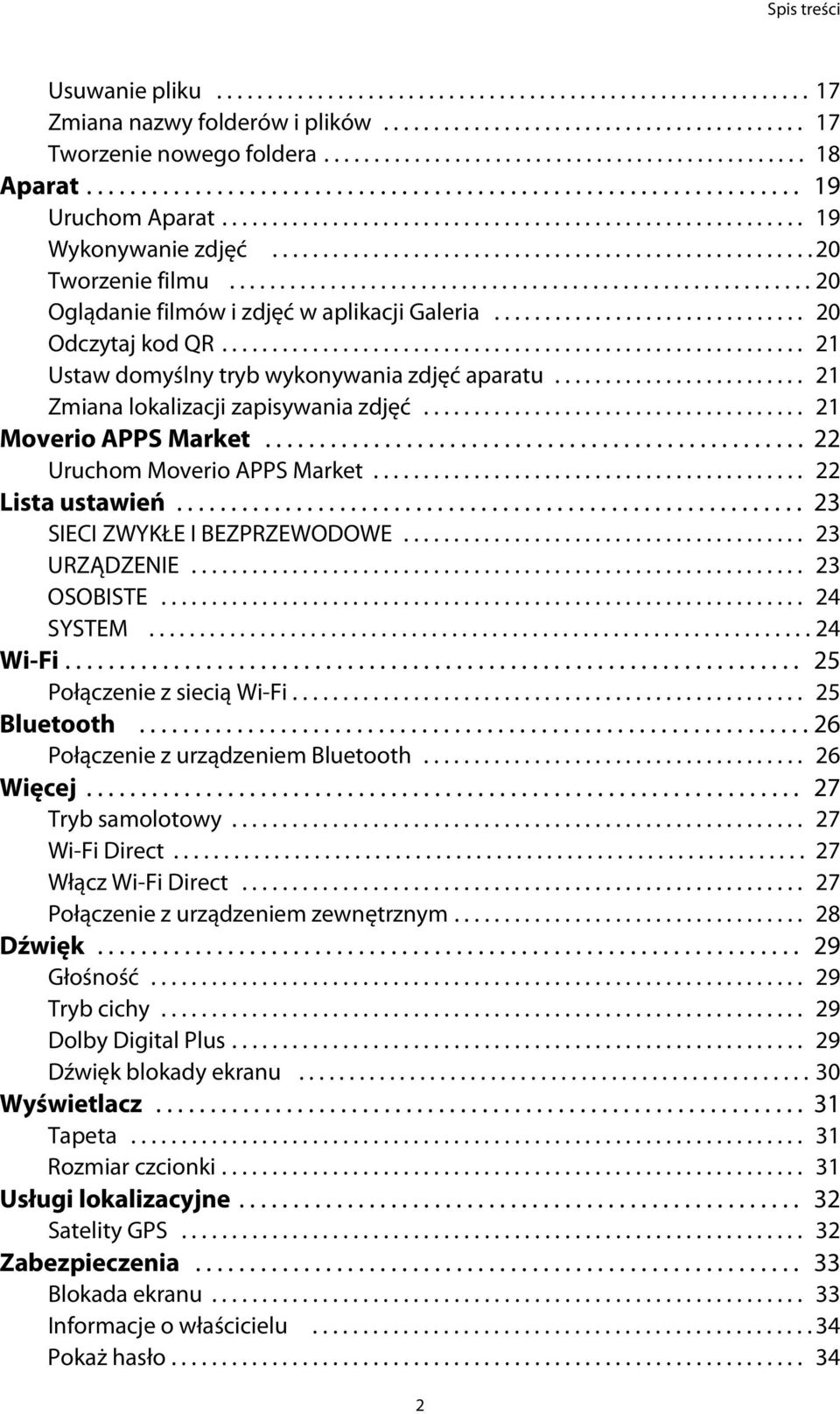 ..................................................... 20 Tworzenie filmu.......................................................... 20 Oglądanie filmów i zdjęć w aplikacji Galeria............................... 20 Odczytaj kod QR.