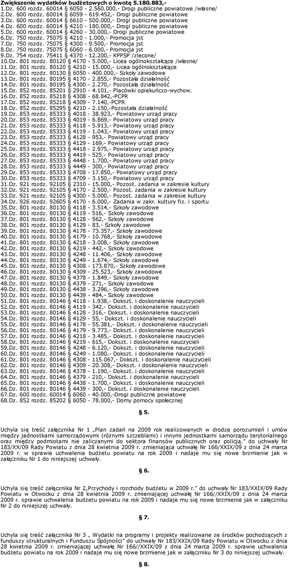 000,- Promocja jst 7.Dz. 750 rozdz. 75075 4300-9.500,- Promocja jst 8.Dz. 750 rozdz. 75075 6060-6.000,- Promocja jst 9.Dz. 754 rozdz. 75411 4370-12.200,- KPPSP /zlecone/ 10.Dz. 801 rozdz.