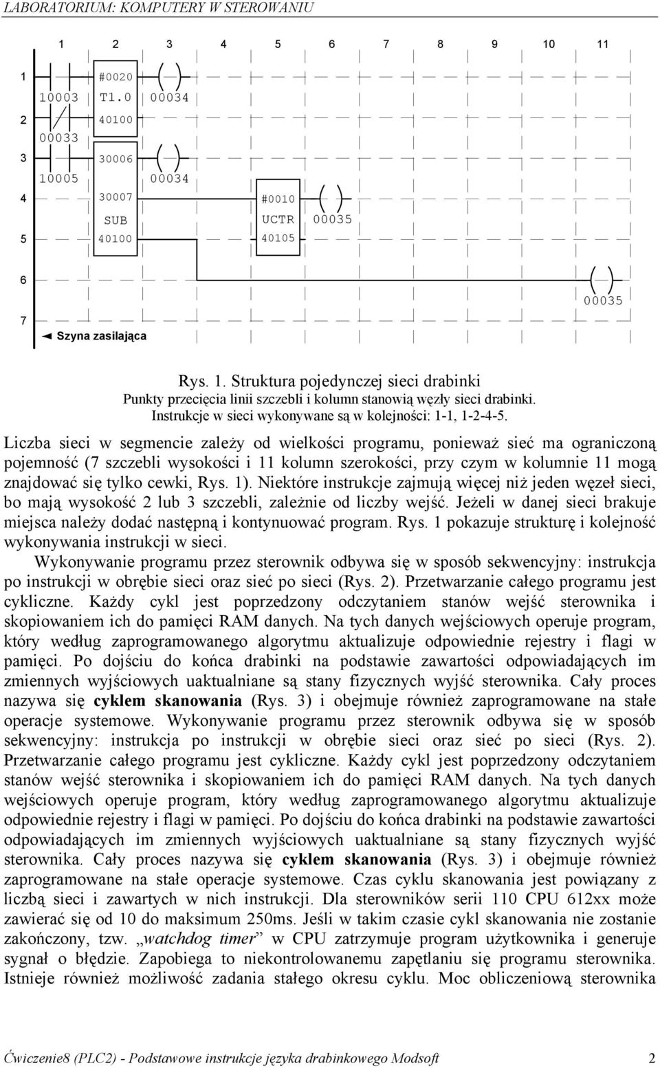 Liczba sieci w segmencie zależy od wielkości programu, ponieważ sieć ma ograniczoną pojemność (7 szczebli wysokości i 11 kolumn szerokości, przy czym w kolumnie 11 mogą znajdować się tylko cewki, Rys.
