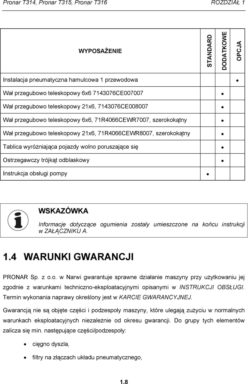 poruszające się Ostrzegawczy trójkąt odblaskowy Instrukcja obsługi pompy WSKAZÓWKA Informacje dotyczące ogumienia zostały umieszczone na końcu instrukcji w ZAŁĄCZNIKU A. 1.