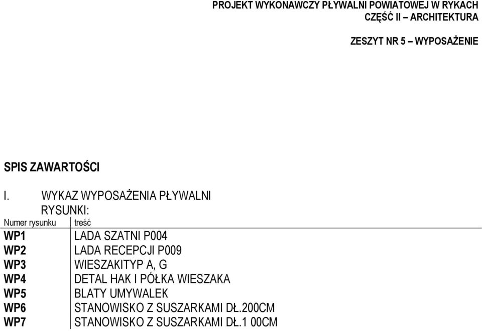 WP6 WP7 LADA SZATNI P004 LADA RECEPCJI P009 WIESZAKITYP A, G DETAL HAK I