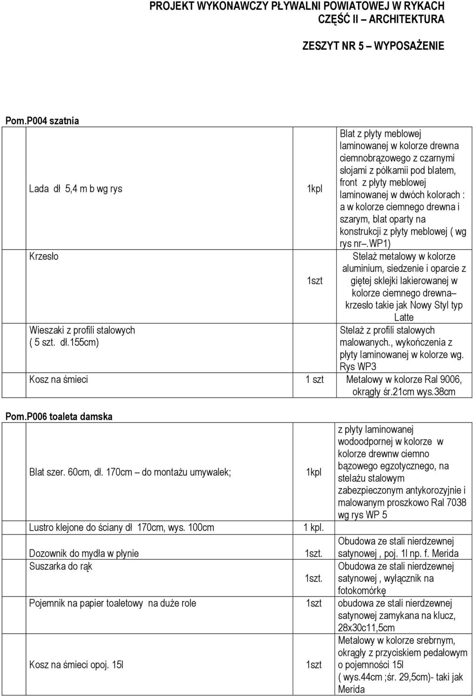 155cm) 1kpl Blat z płyty meblowej laminowanej w kolorze drewna ciemnobrązowego z czarnymi słojami z półkamii pod blatem, front z płyty meblowej laminowanej w dwóch kolorach : a w kolorze ciemnego