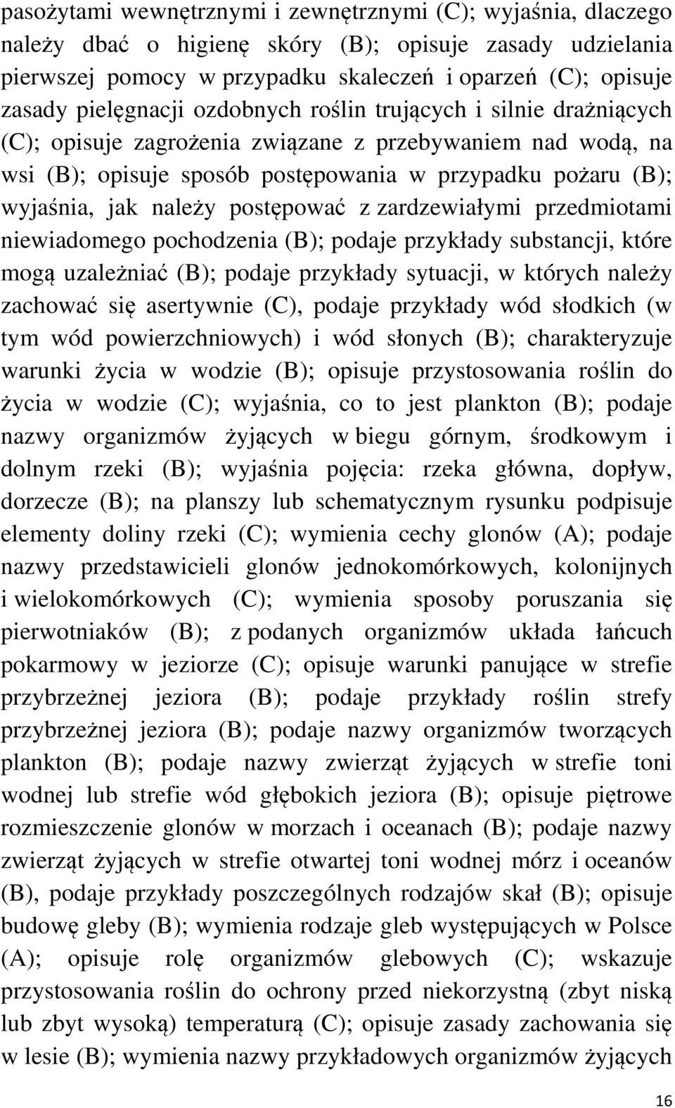 należy postępować z zardzewiałymi przedmiotami niewiadomego pochodzenia (B); podaje przykłady substancji, które mogą uzależniać (B); podaje przykłady sytuacji, w których należy zachować się