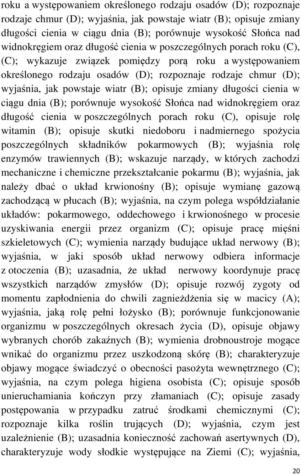 opisuje skutki niedoboru i nadmiernego spożycia poszczególnych składników pokarmowych (B); wyjaśnia rolę enzymów trawiennych (B); wskazuje narządy, w których zachodzi mechaniczne i chemiczne