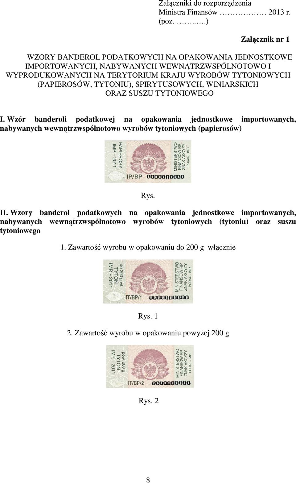 (PAPIEROSÓW, TYTONIU), SPIRYTUSOWYCH, WINIARSKICH ORAZ SUSZU TYTONIOWEGO I.