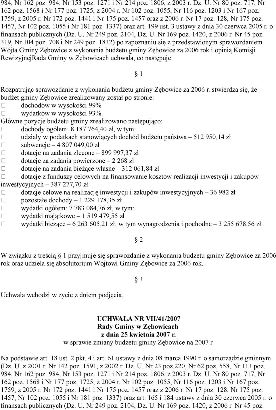 o finansach publicznych (Dz. U. Nr 249 poz. 2104, Dz. U. Nr 169 poz. 1420, z 2006 r. Nr 45 poz. 319, Nr 104 poz. 708 i Nr 249 poz.