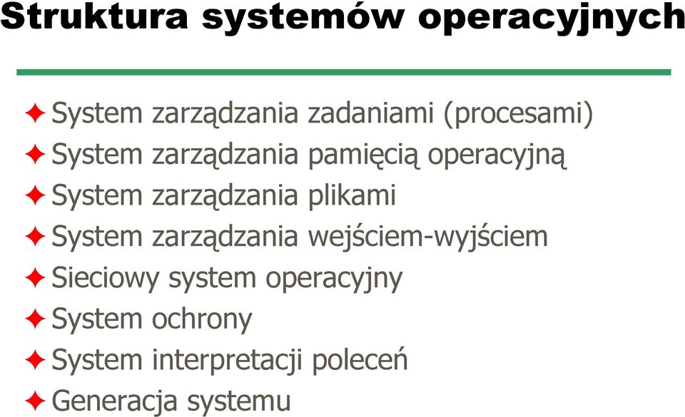 zarządzania plikami System zarządzania wejściem-wyjściem Sieciowy
