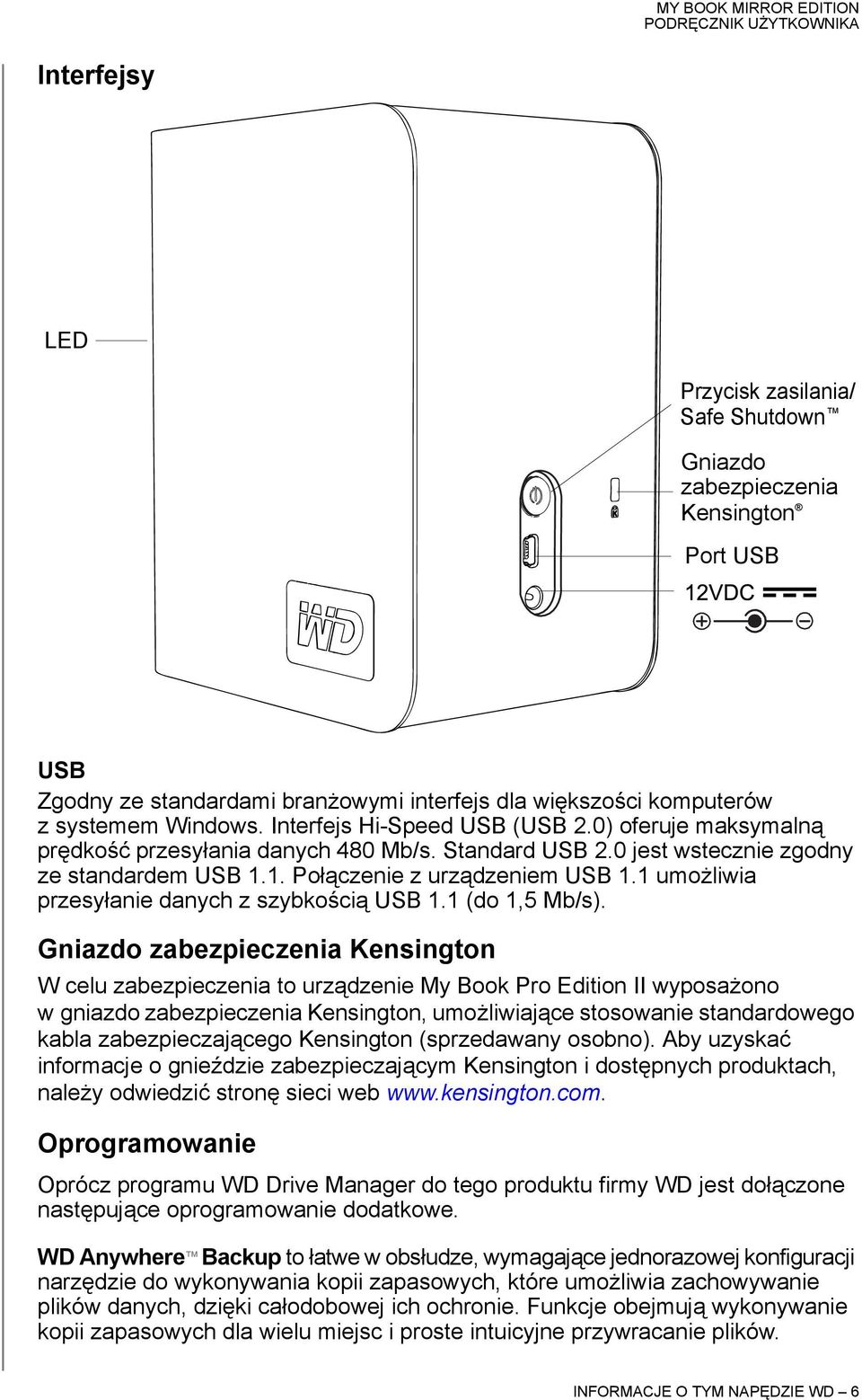 1 umożliwia przesyłanie danych z szybkością USB 1.1 (do 1,5 Mb/s).