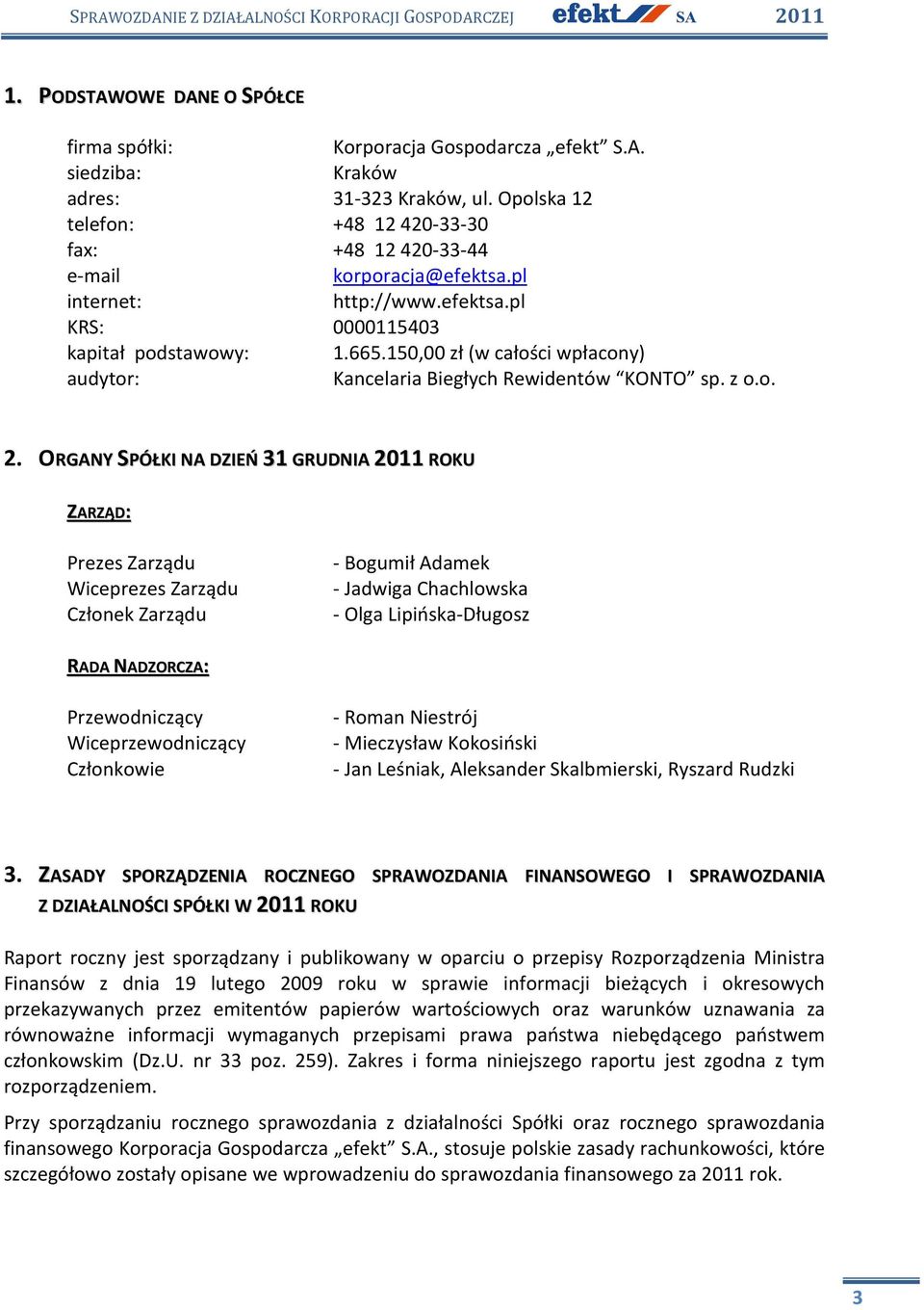 150,00 zł (w całości wpłacony) audytor: Kancelaria Biegłych Rewidentów KONTO sp. z o.o. 2.