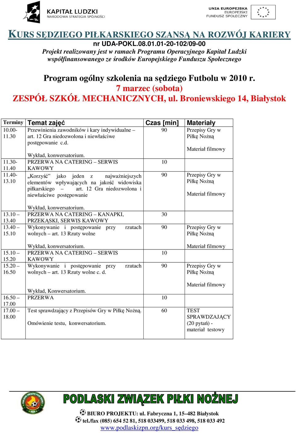 12 Gra niedozwolona i niewłaściwe postępowanie 13. 15. PRZEKĄSKI, SERWIS Wykonywanie i postępowanie przy rzutach wolnych art. 13 Rzuty wolne 15.