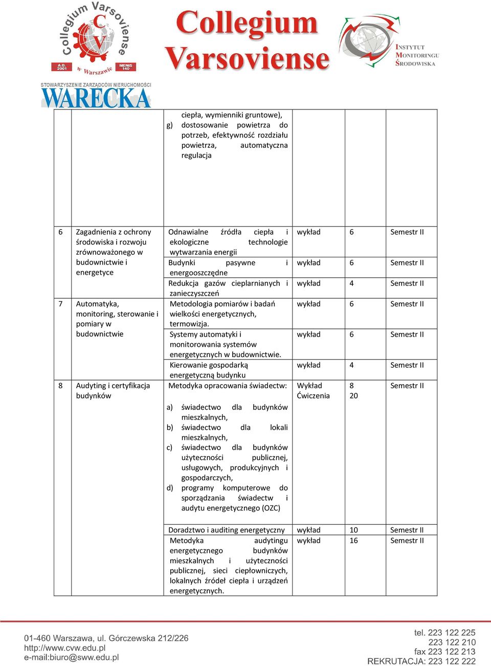 gazów cieplarnianych i zanieczyszczeń Metodologia pomiarów i badań wielkości energetycznych, termowizja. Systemy automatyki i monitorowania systemów energetycznych w.