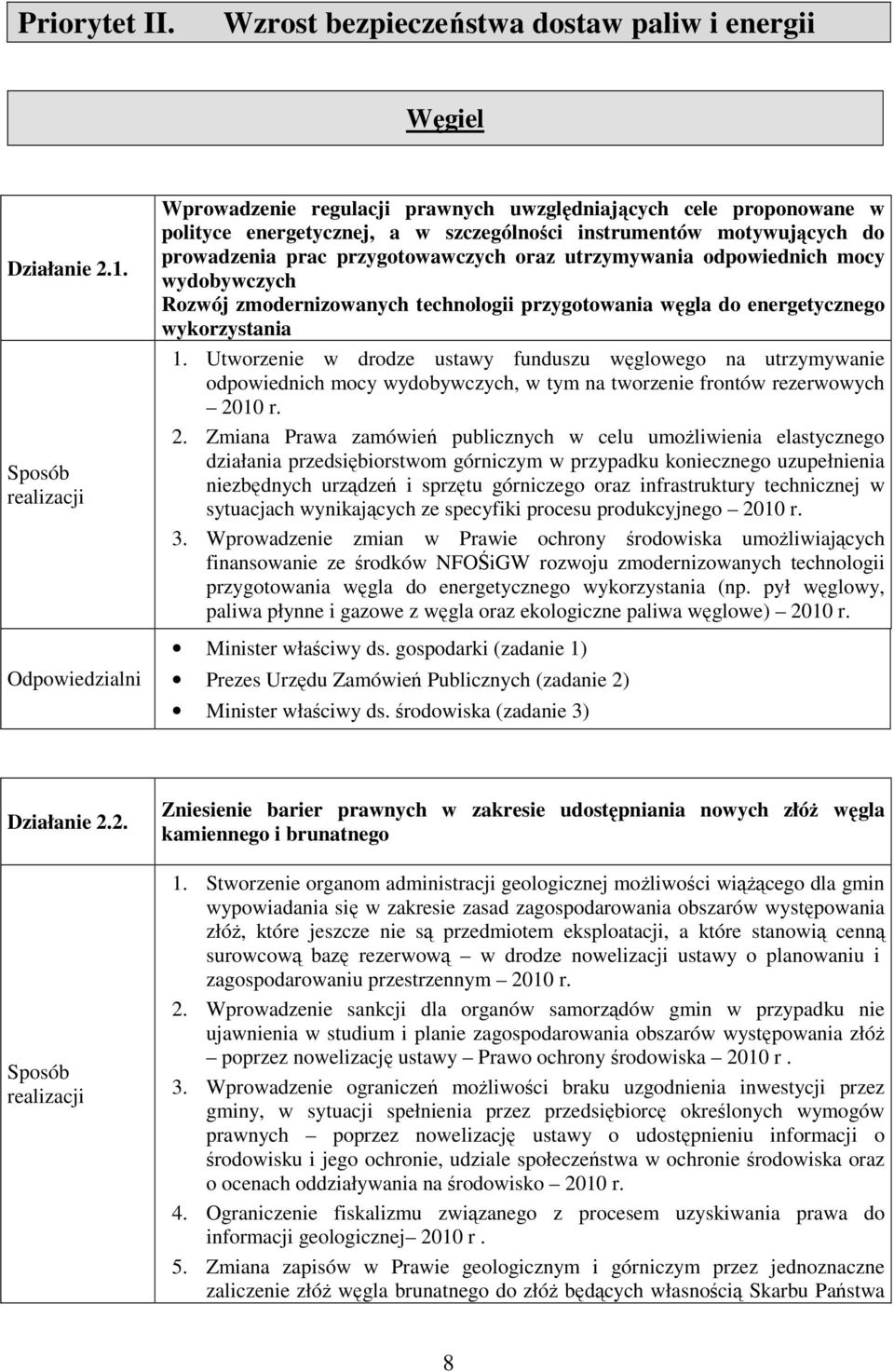 odpowiednich mocy wydobywczych Rozwój zmodernizowanych technologii przygotowania węgla do energetycznego wykorzystania 1.