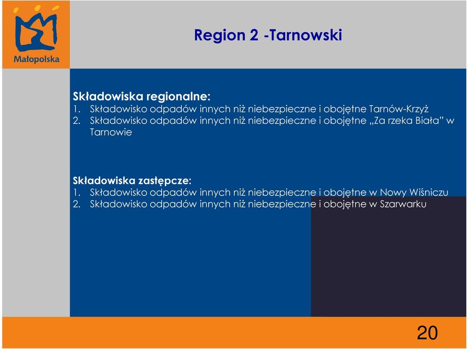 Składowisko odpadów innych niż niebezpieczne i obojętne Za rzeka Biała w Tarnowie