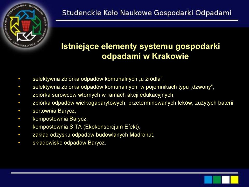 edukacyjnych, zbiórka odpadów wielkogabarytowych, przeterminowanych leków, zużytych baterii, sortownia Barycz,