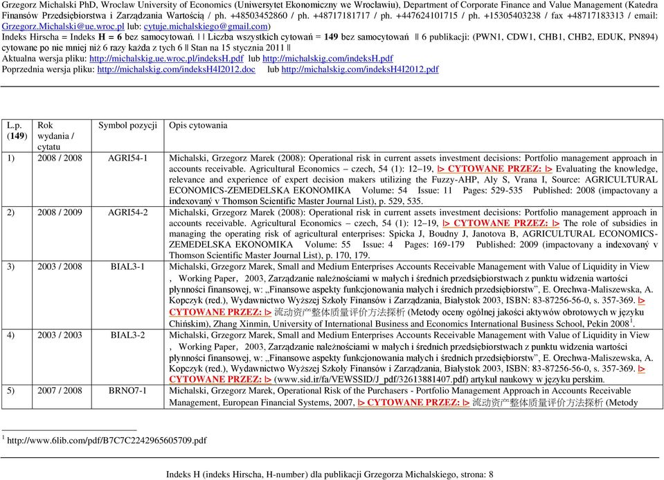 Agricultural Economics czech, 54 (1): 12 19, > CYTOWANE PRZEZ: > Evaluating the knowledge, relevance and experience of expert decision makers utilizing the Fuzzy-AHP, Aly S, Vrana I, Source: