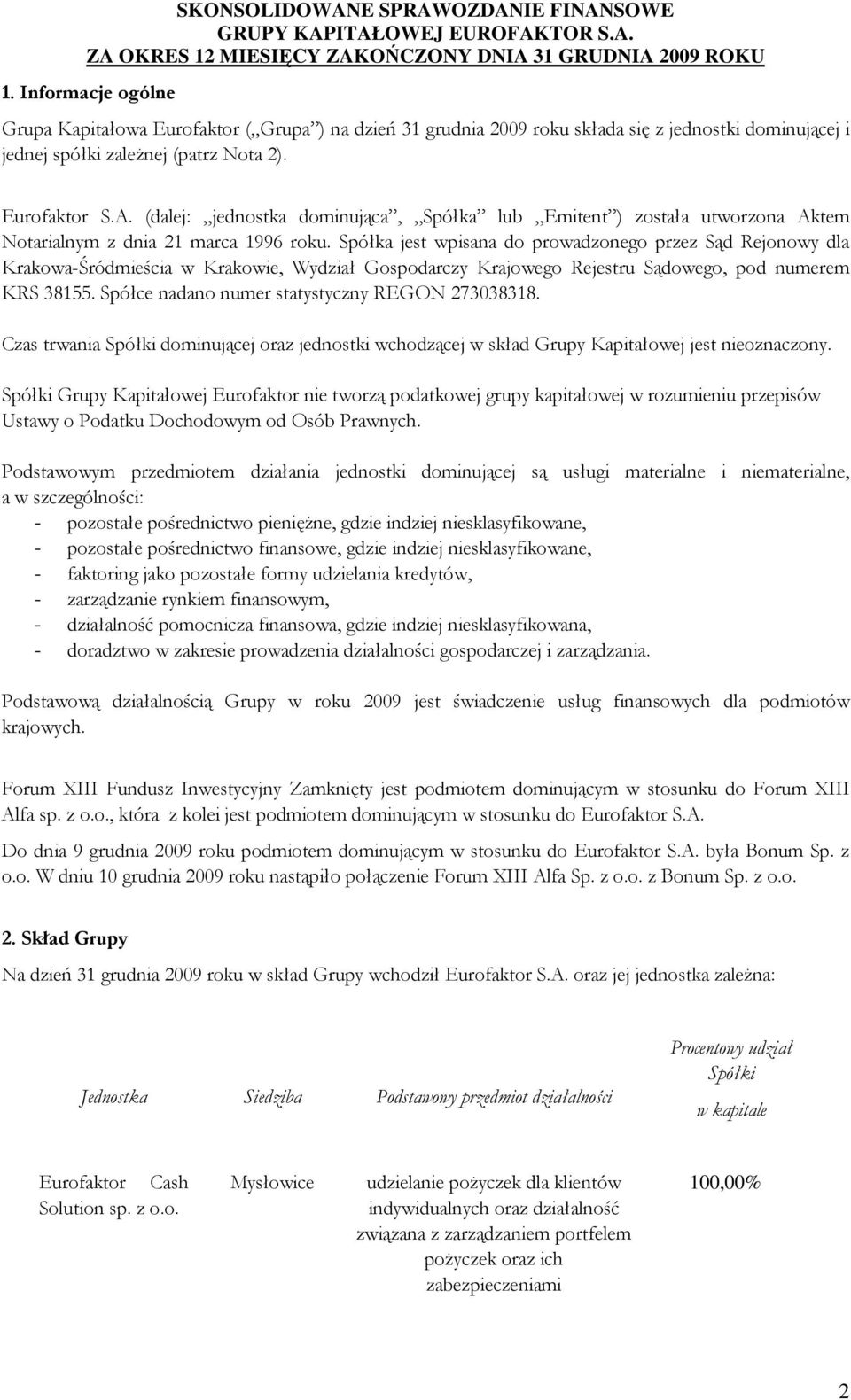 Spółka jest wpisana do prowadzonego przez Sąd Rejonowy dla Krakowa-Śródmieścia w Krakowie, Wydział Gospodarczy Krajowego Rejestru Sądowego, pod numerem KRS 38155.