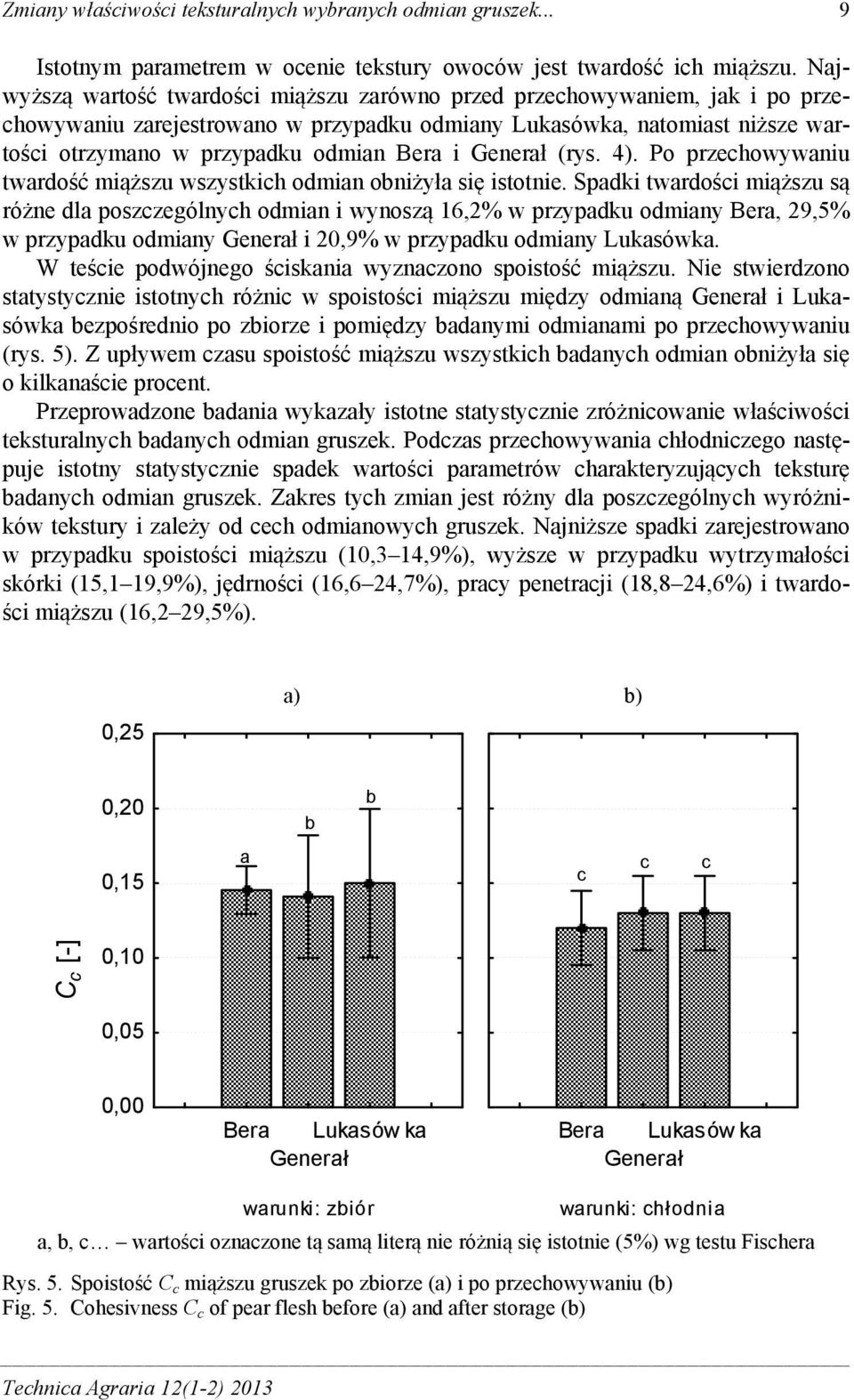 Po przehowywniu twrdość miąższu wszystkih odmin oniżył się istotnie.