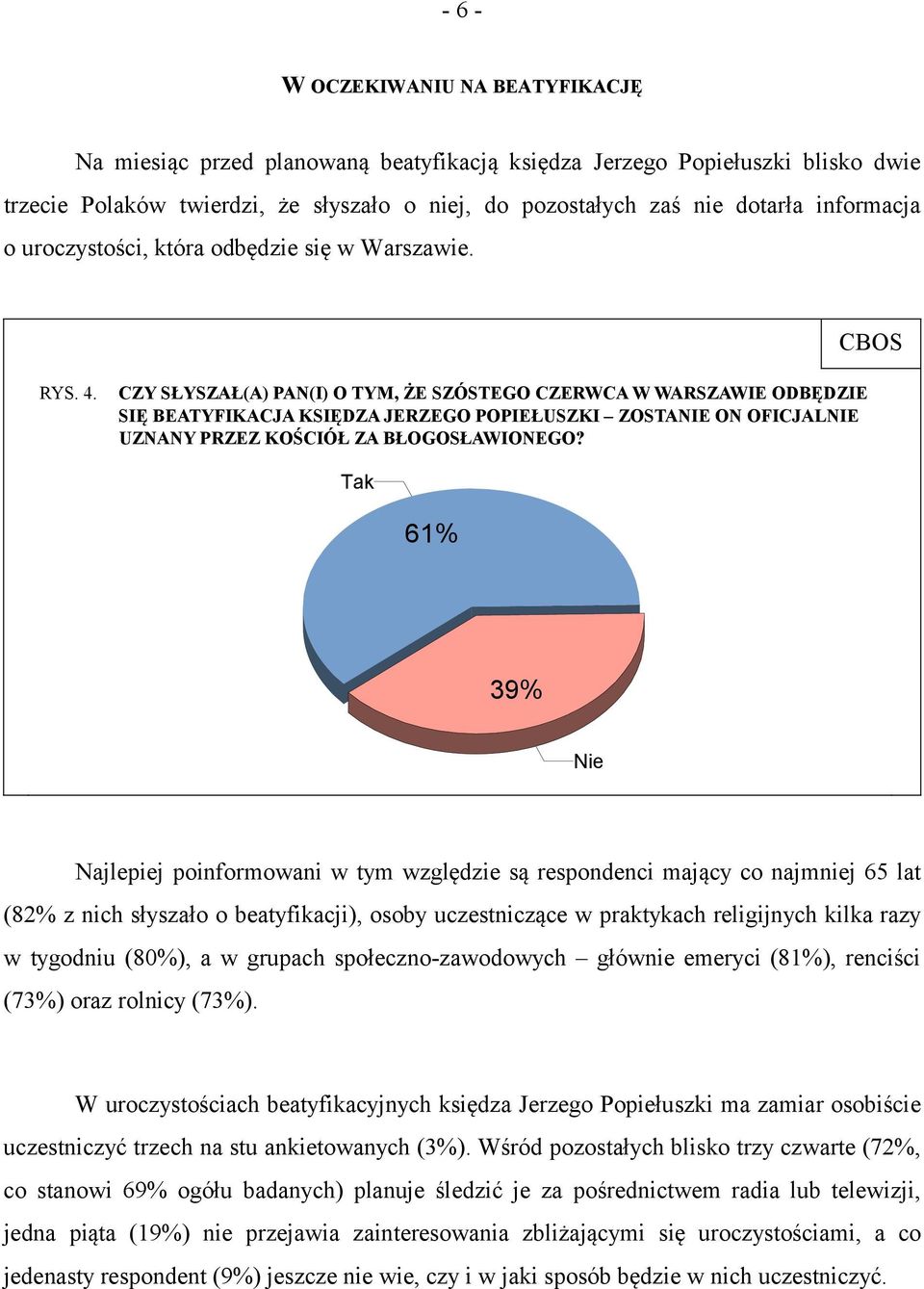 CZY SŁYSZAŁ(A) PAN(I) O TYM, ŻE SZÓSTEGO CZERWCA W WARSZAWIE ODBĘDZIE SIĘ BEATYFIKACJA KSIĘDZA JERZEGO POPIEŁUSZKI ZOSTANIE ON OFICJALNIE UZNANY PRZEZ KOŚCIÓŁ ZA BŁOGOSŁAWIONEGO?