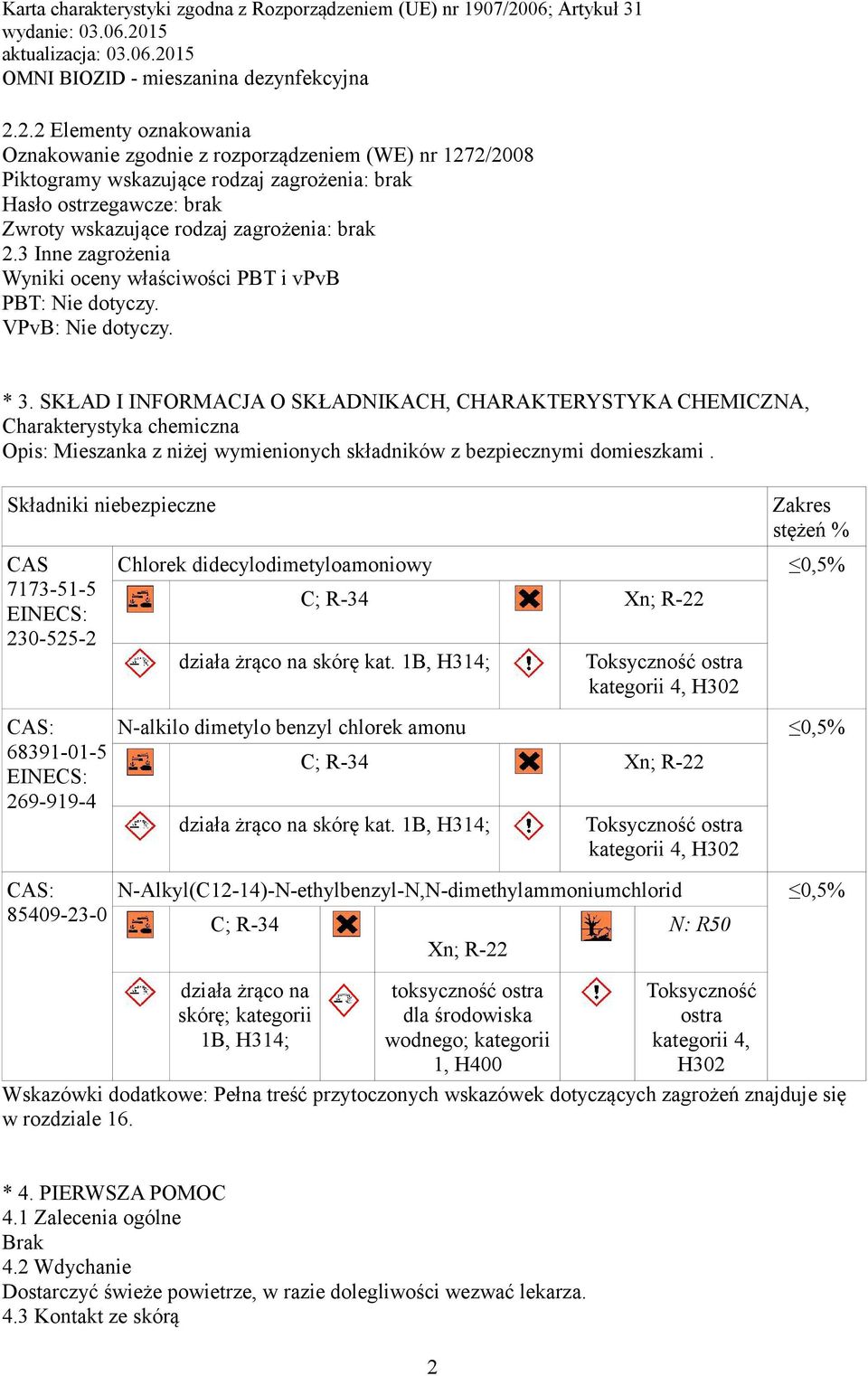 SKŁAD I INFORMACJA O SKŁADNIKACH, CHARAKTERYSTYKA CHEMICZNA, Charakterystyka chemiczna Opis: Mieszanka z niżej wymienionych składników z bezpiecznymi domieszkami.