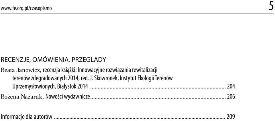 książki: Innowacyjne rozwiązania rewitalizacji terenów zdegradowanych 2014,