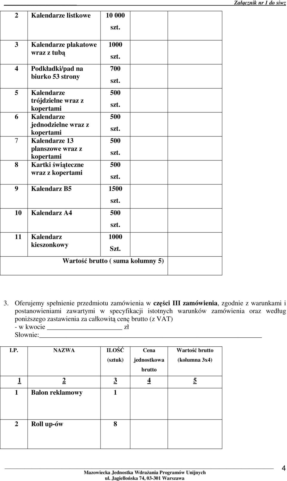 Warto ( suma kolumny 5) 3.