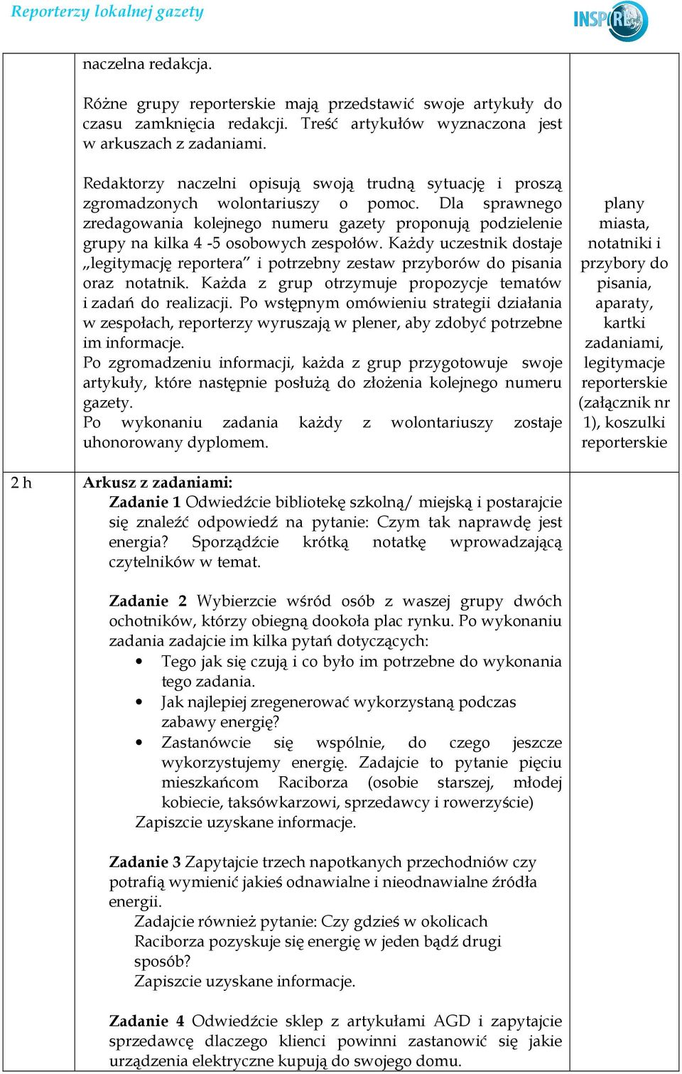 Dla sprawnego zredagowania kolejnego numeru gazety proponują podzielenie grupy na kilka 4-5 osobowych zespołów.