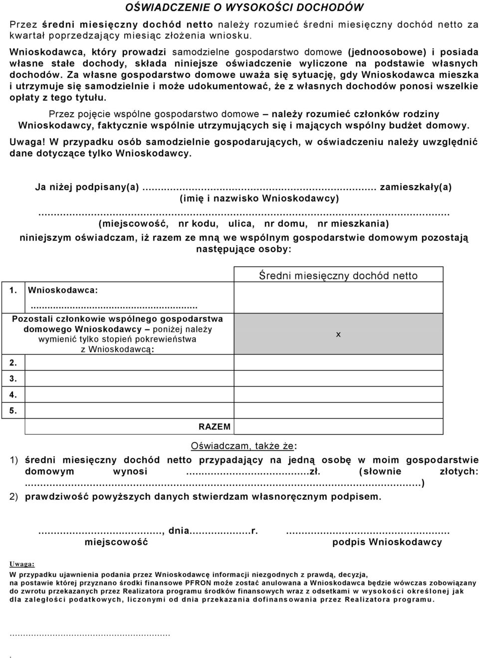 gdy Wnioskodawca mieszka i utrzymuje się samodzielnie i może udokumentować, że z własnych dochodów ponosi wszelkie opłaty z tego tytułu Przez pojęcie wspólne gospodarstwo domowe należy rozumieć