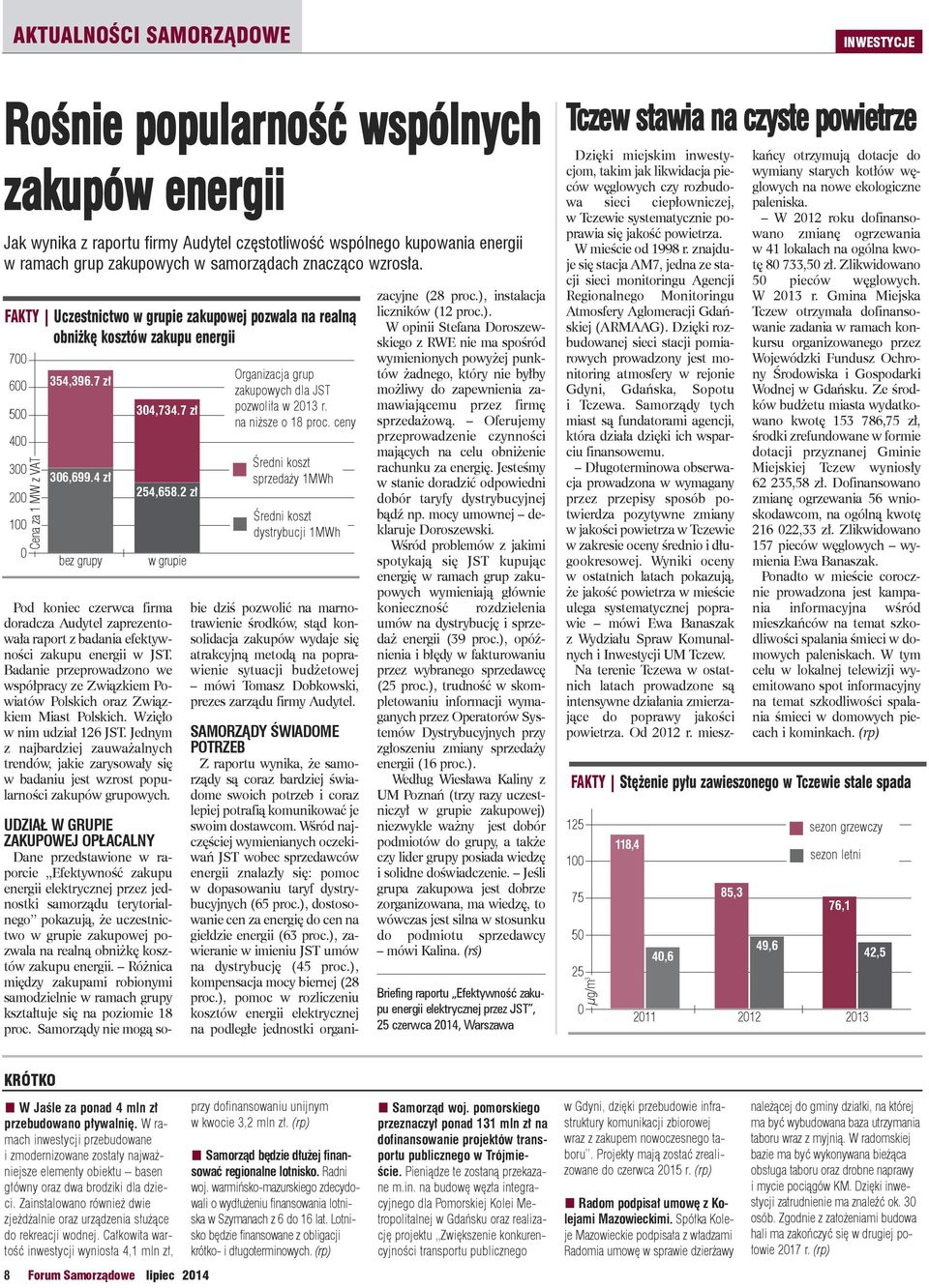 7 zł 254,658.2 zł wgrupie Pod ko niec czerw ca fir ma do rad cza Au dy tel za pre zen to - wa ła ra port z ba da nia efek tyw - no ści za ku pu ener gii w JST.