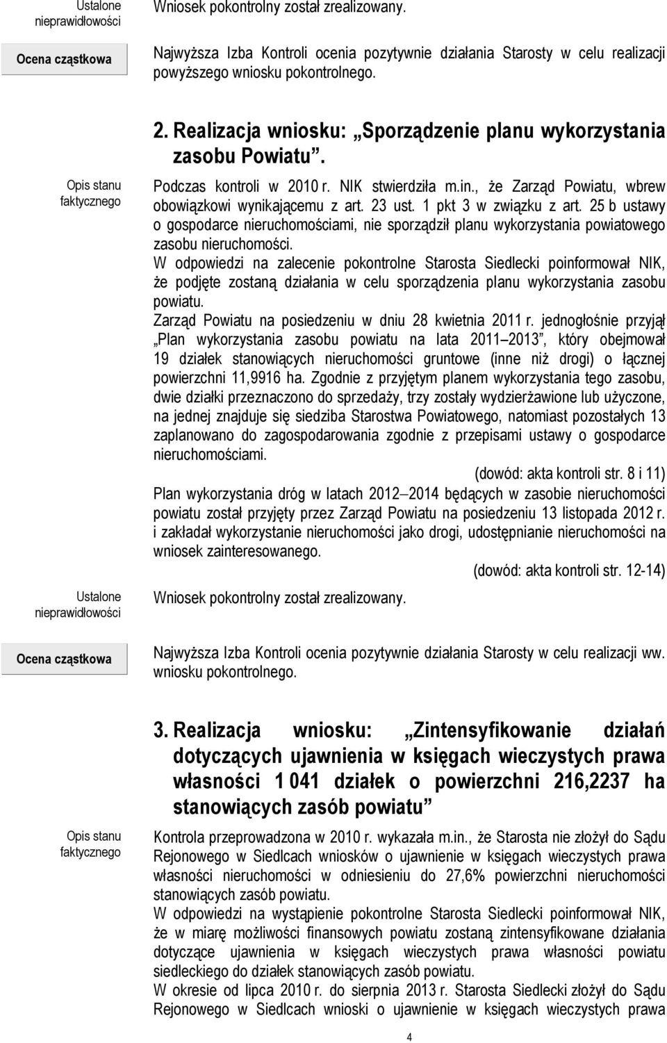 1 pkt 3 w związku z art. 25 b ustawy o gospodarce nieruchomościami, nie sporządził planu wykorzystania powiatowego zasobu nieruchomości.